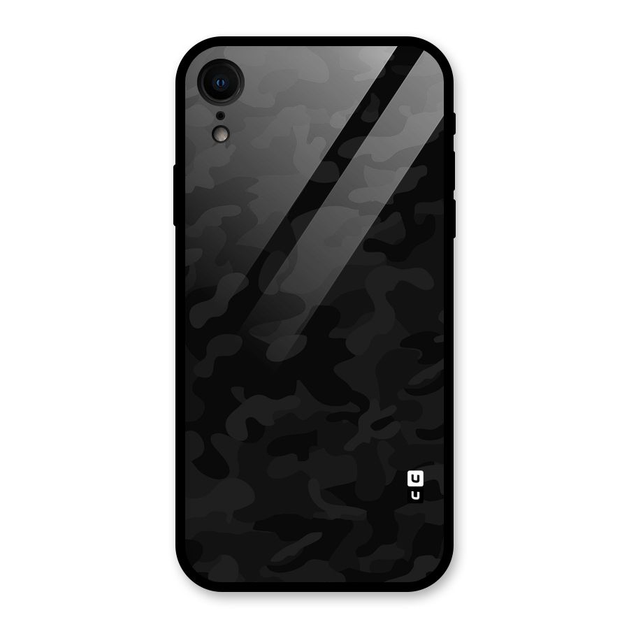 Black Camouflage Glass Back Case for iPhone XR