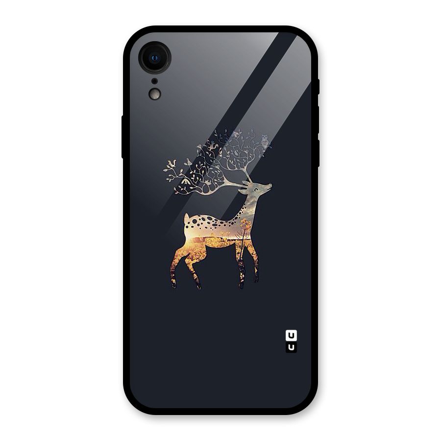 Black Deer Glass Back Case for iPhone XR