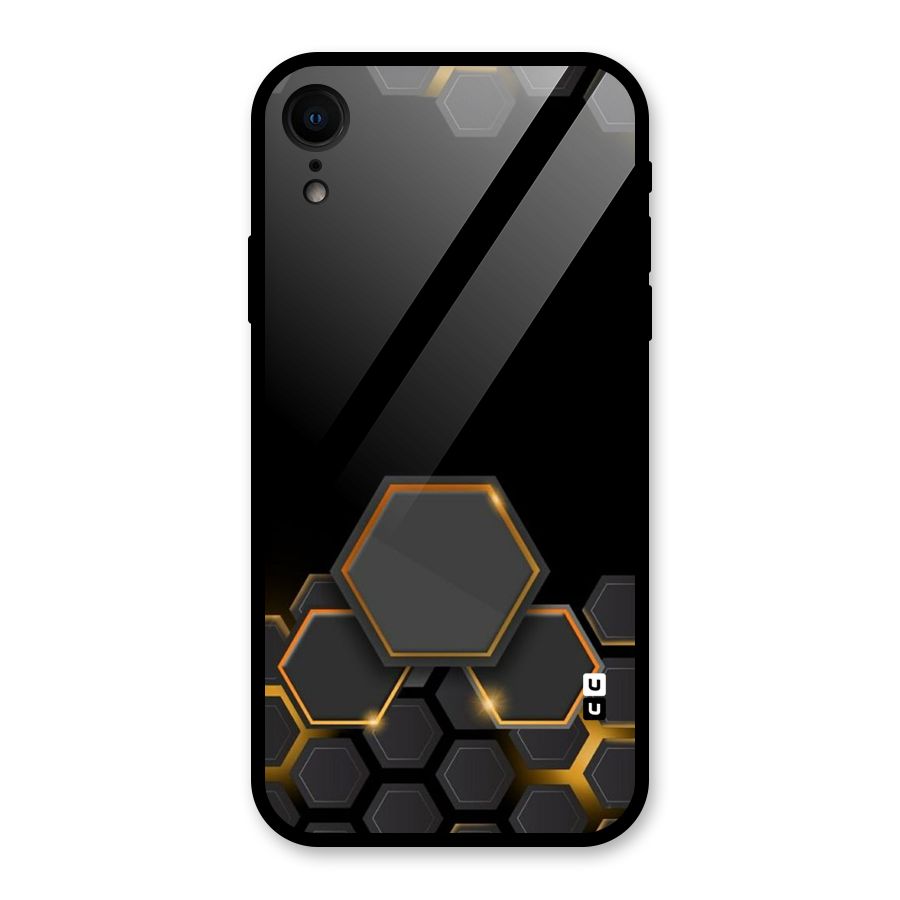 Black Gold Hexa Glass Back Case for iPhone XR