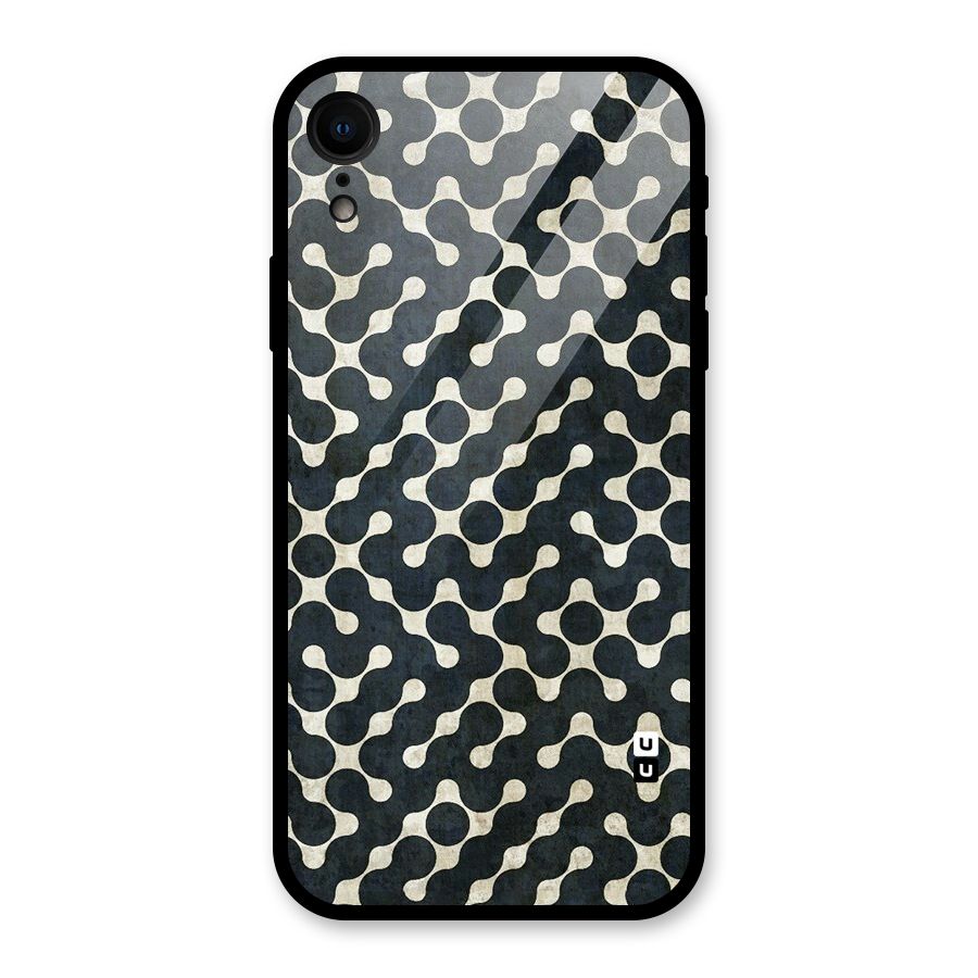 Black Maze Design Glass Back Case for iPhone XR