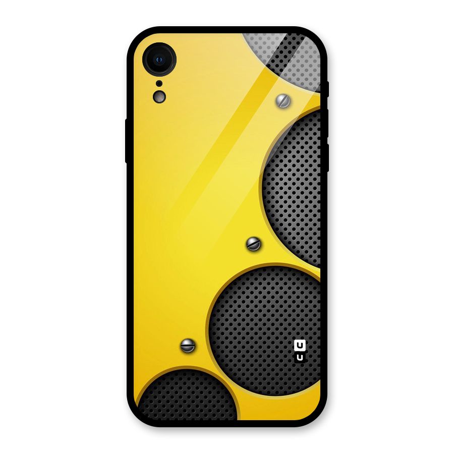 Black Net Yellow Glass Back Case for iPhone XR