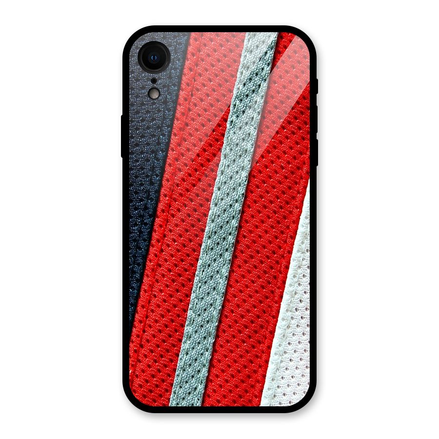 Black Red Grey Stripes Glass Back Case for iPhone XR