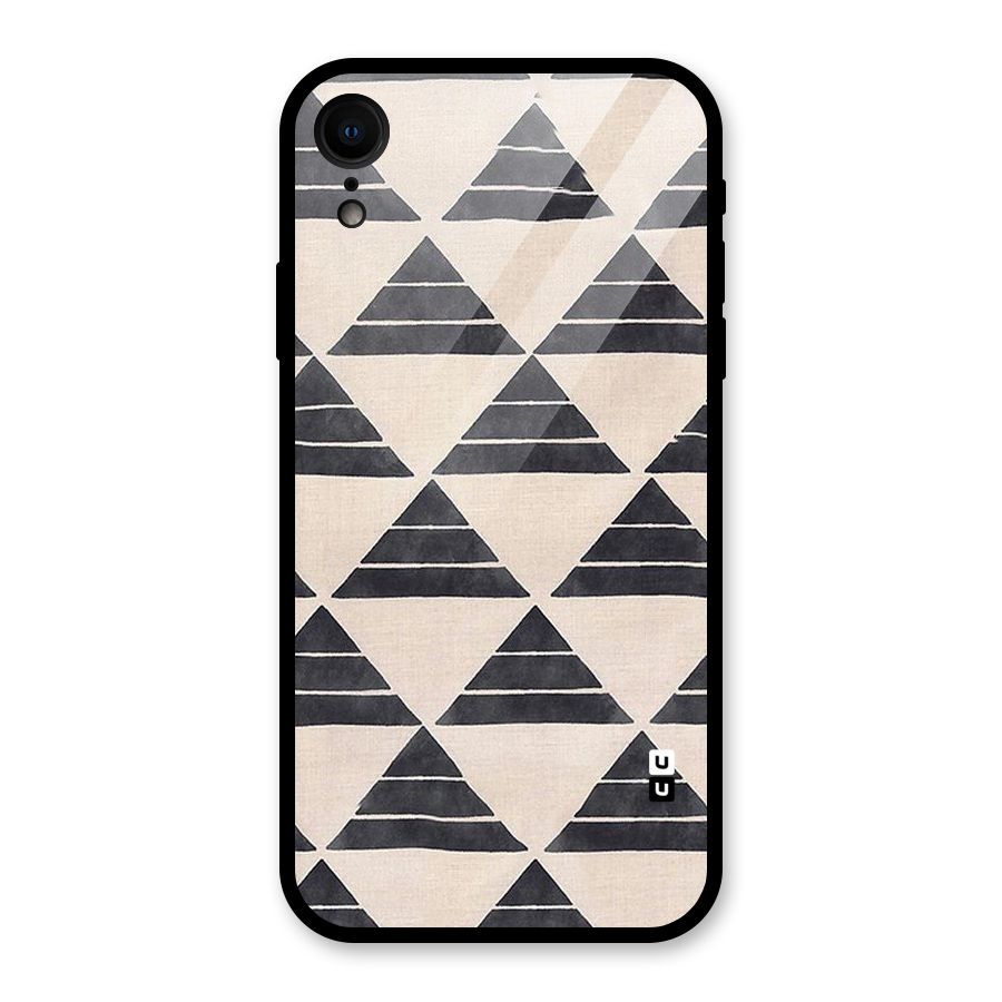 Black Slant Triangles Glass Back Case for iPhone XR