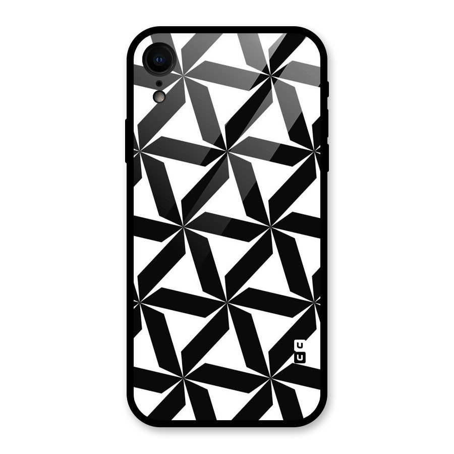 Black White Fan Design Glass Back Case for iPhone XR