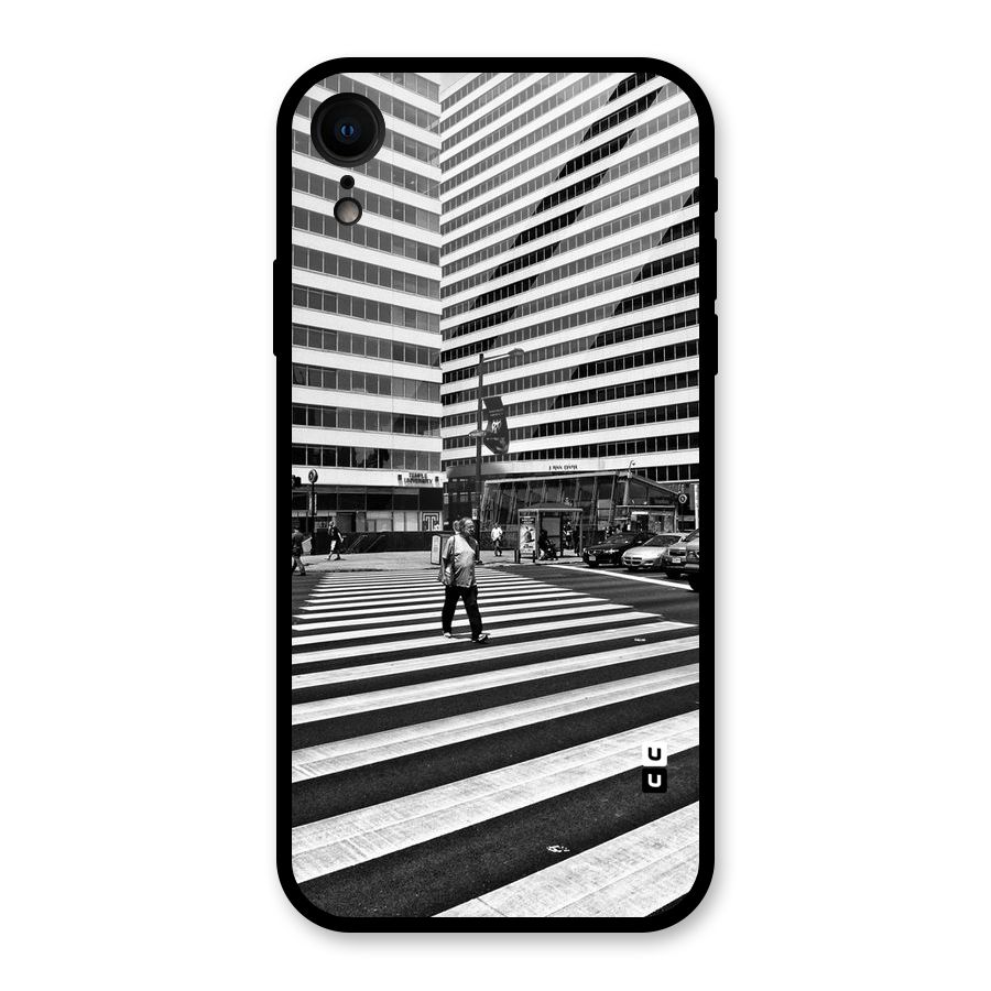 Black White Perspective Glass Back Case for iPhone XR
