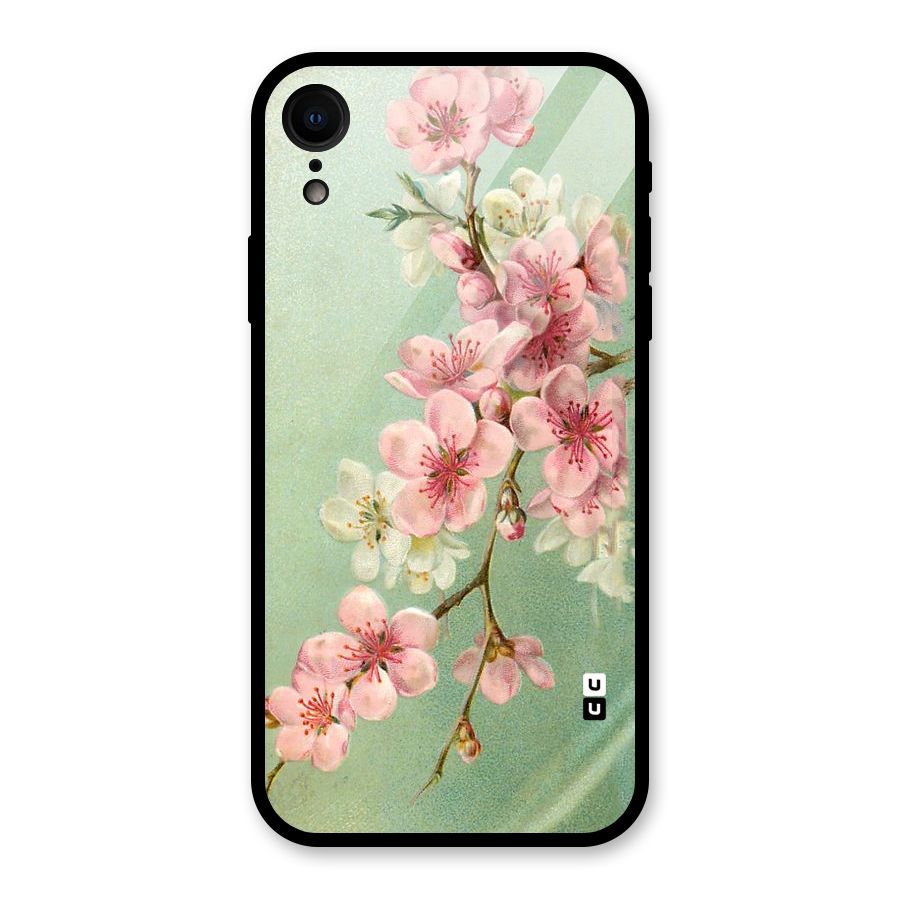 Blossom Cherry Design Glass Back Case for iPhone XR