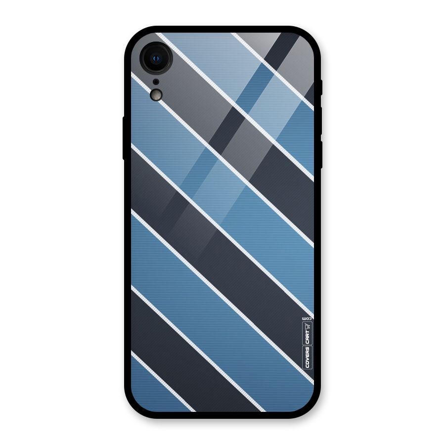 Blue Black Stripes Glass Back Case for iPhone XR