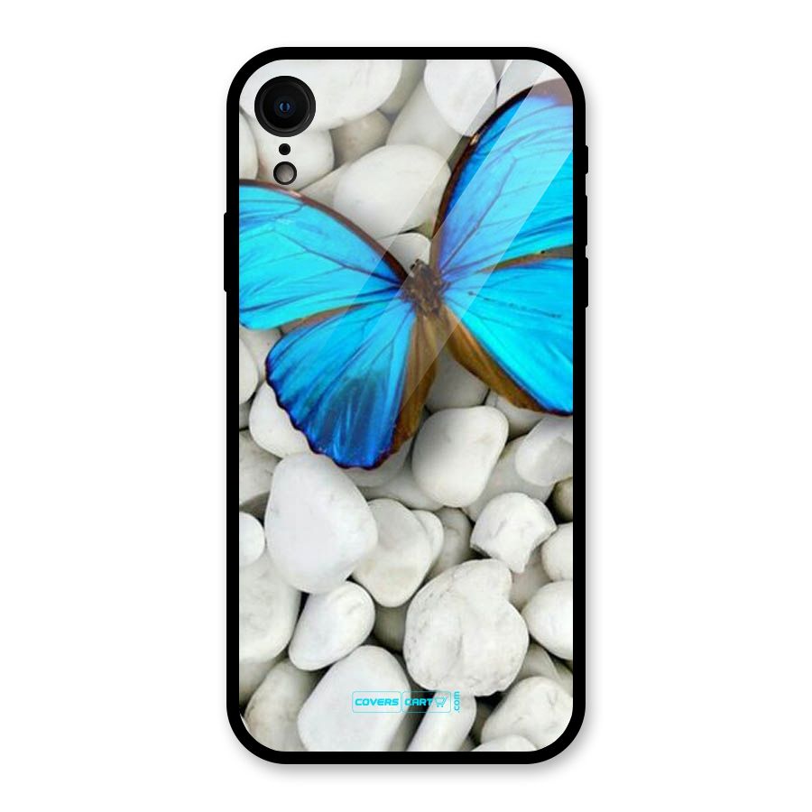Blue Butterfly Glass Back Case for iPhone XR