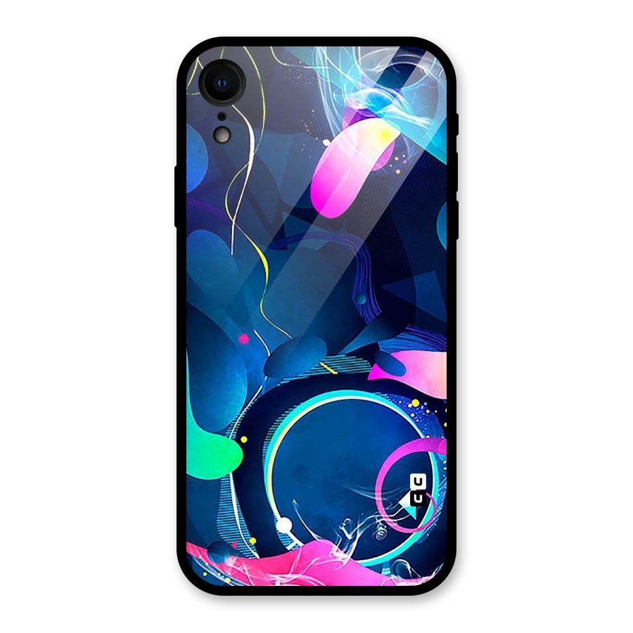 Blue Circle Flow Glass Back Case for iPhone XR