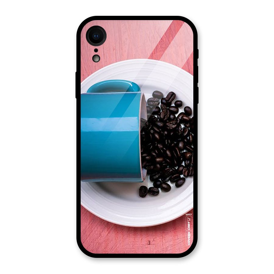 Blue Mug And Beans Glass Back Case for iPhone XR