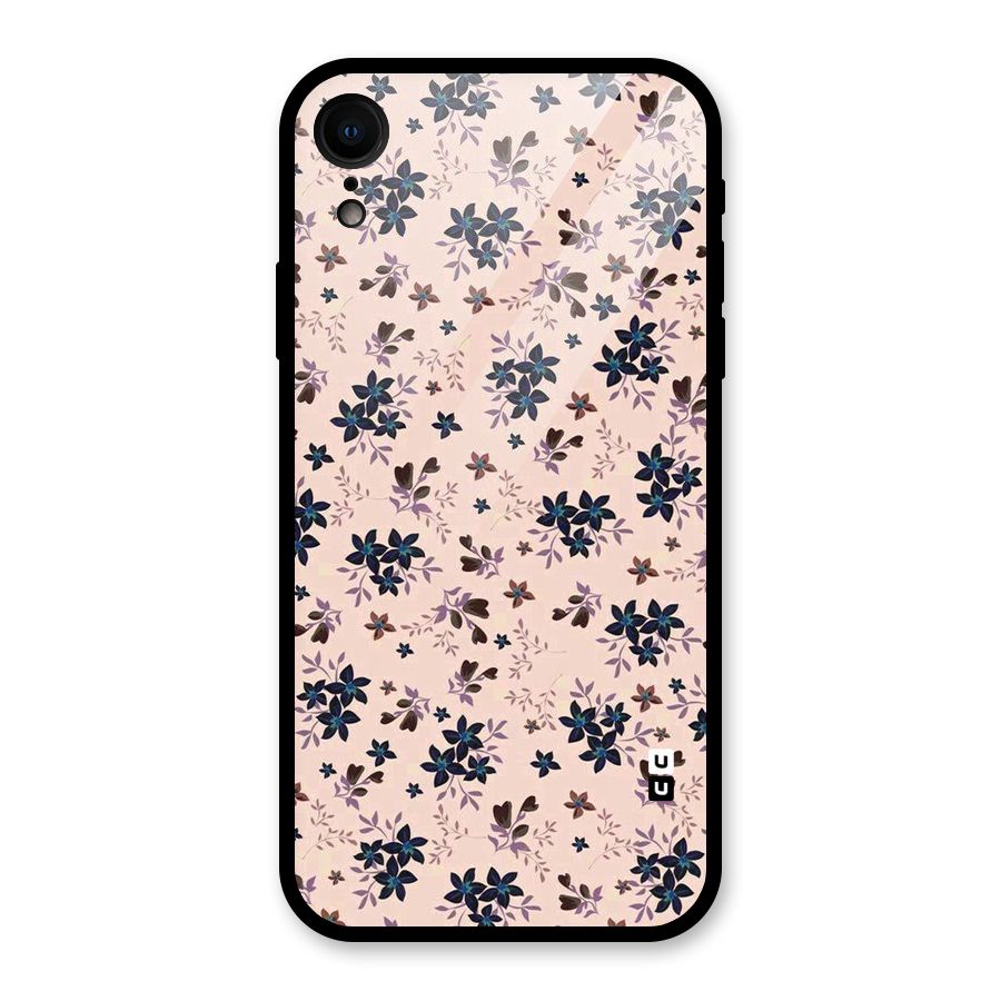Blue Peach Floral Glass Back Case for iPhone XR