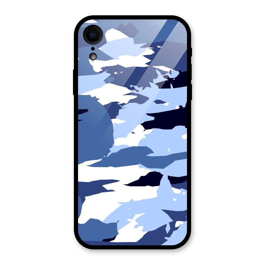 Blue White Canvas Glass Back Case for iPhone XR