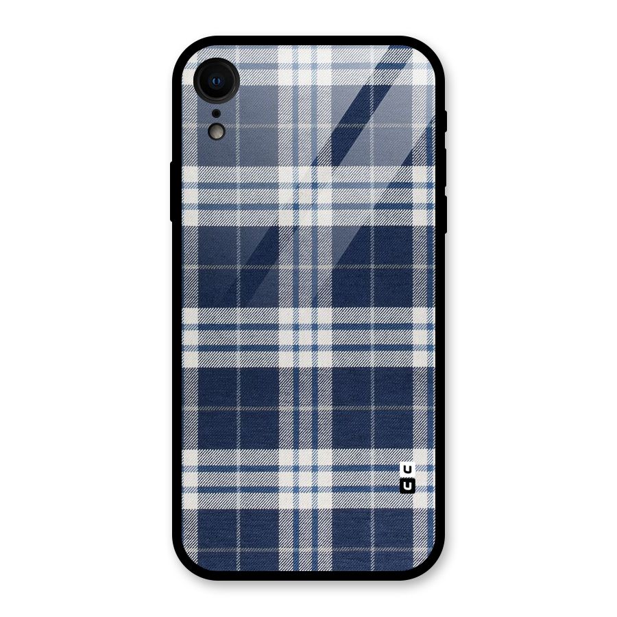 Blue White Check Glass Back Case for iPhone XR