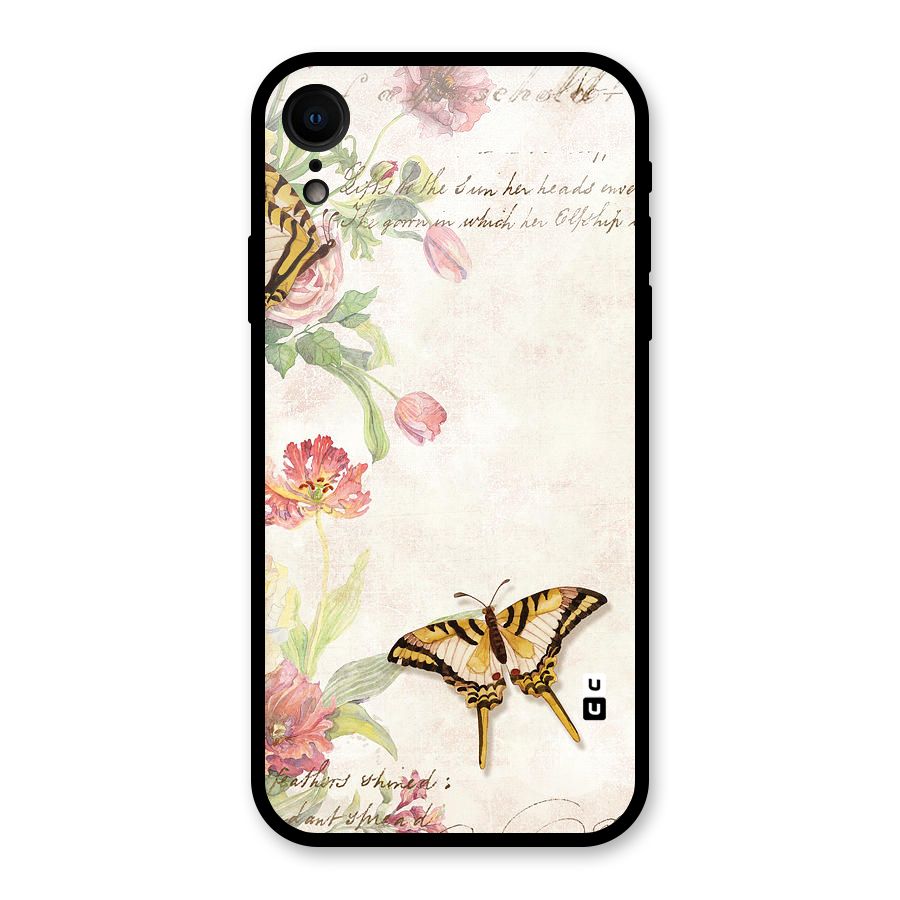 Butterfly Floral Glass Back Case for iPhone XR