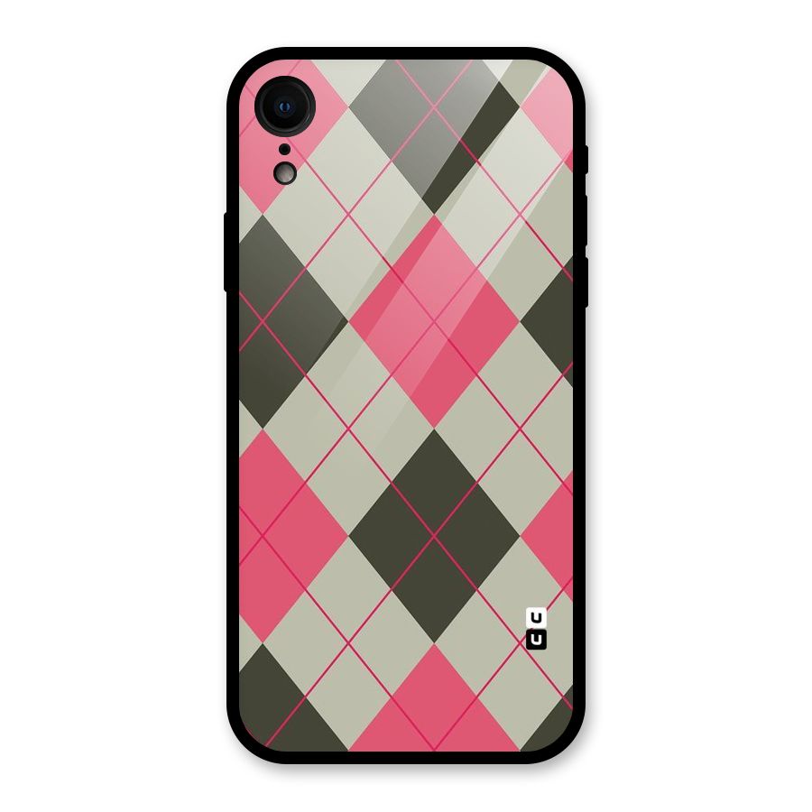 Check And Lines Glass Back Case for iPhone XR