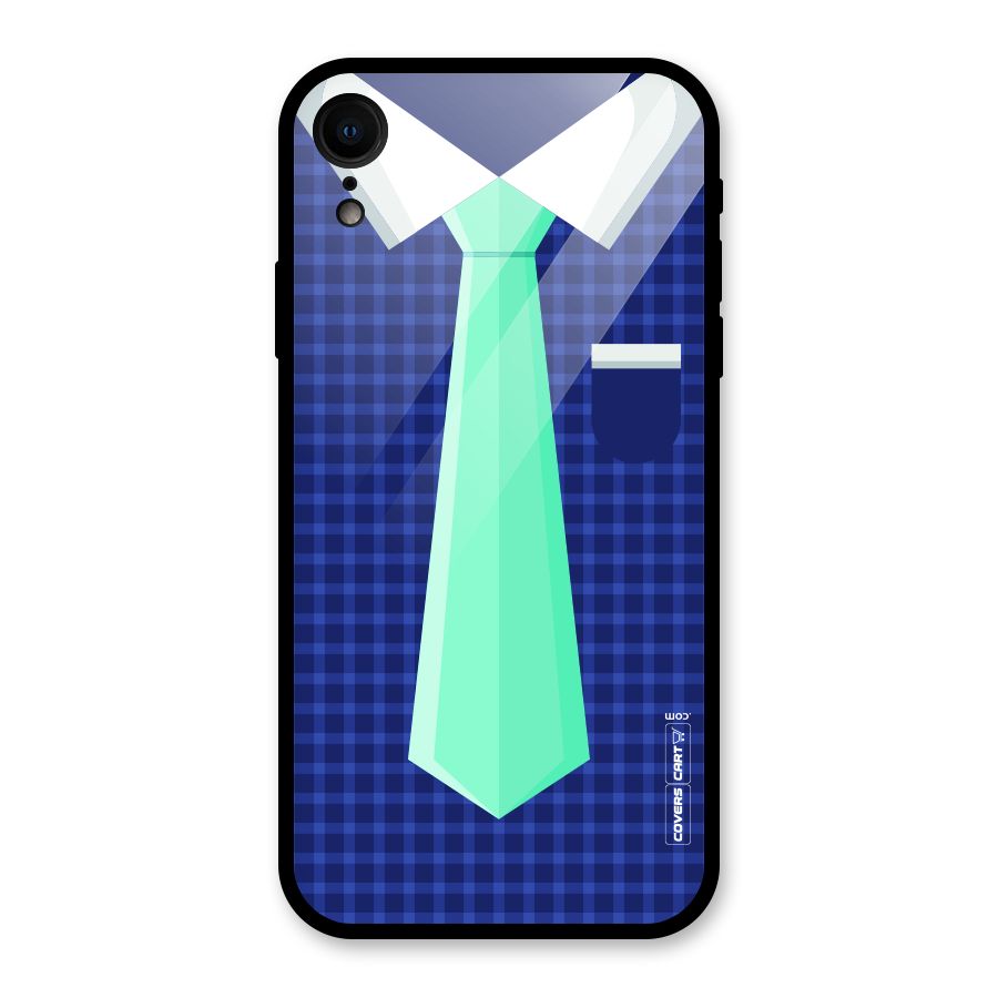 Checked Shirt Tie Glass Back Case for iPhone XR