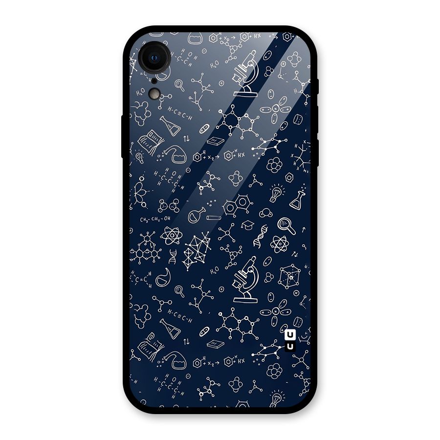 Chemistry Doodle Art Glass Back Case for iPhone XR