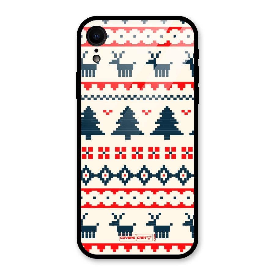 Christmas Design Pattern Glass Back Case for iPhone XR