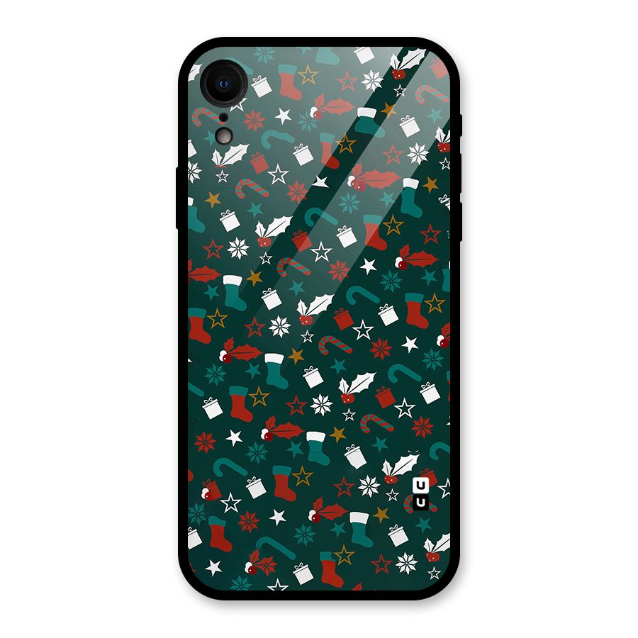 Christmas Pattern Design Glass Back Case for iPhone XR