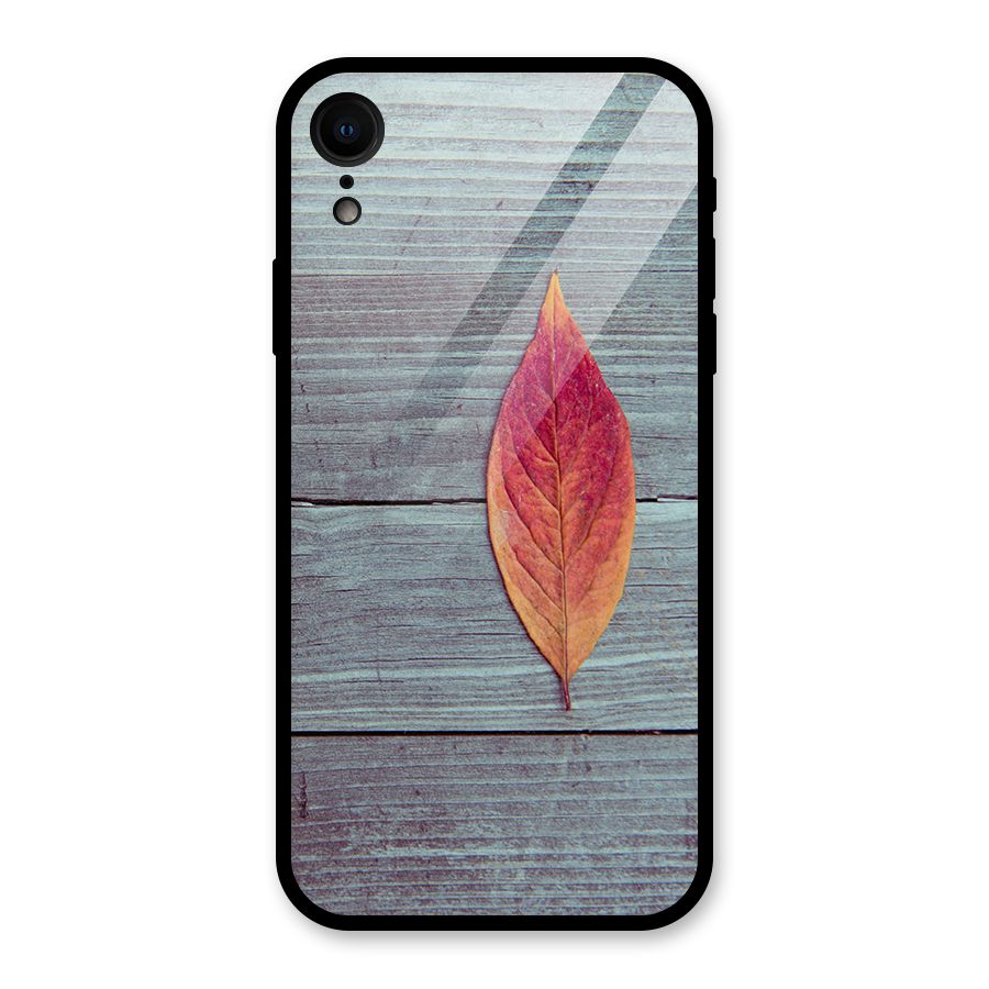Classic Wood Leaf Glass Back Case for iPhone XR