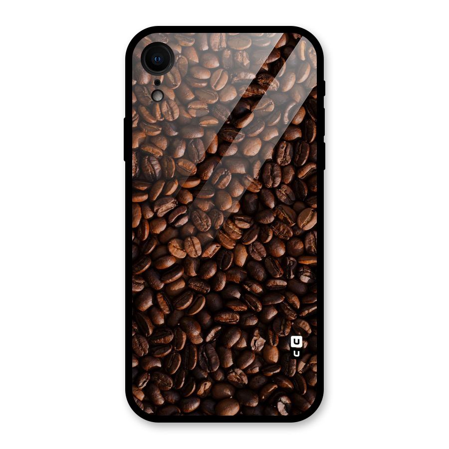 Coffee Beans Scattered Glass Back Case for iPhone XR