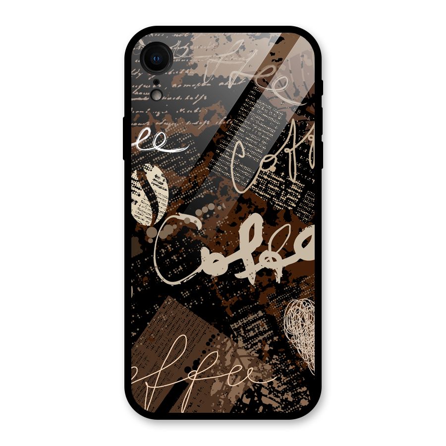 Coffee Scribbles Glass Back Case for iPhone XR