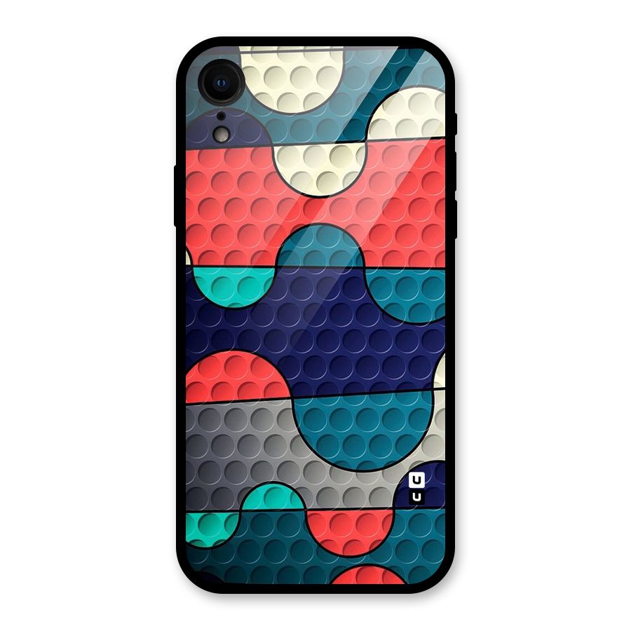 Colorful Puzzle Design Glass Back Case for iPhone XR