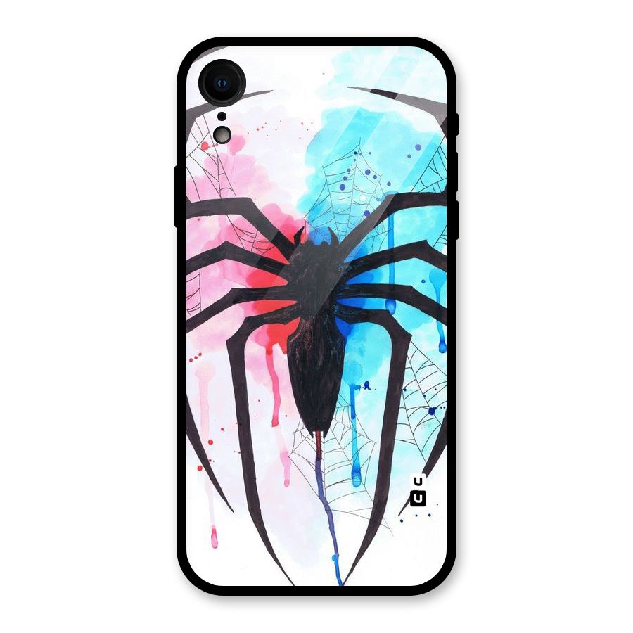 Colorful Web Glass Back Case for iPhone XR