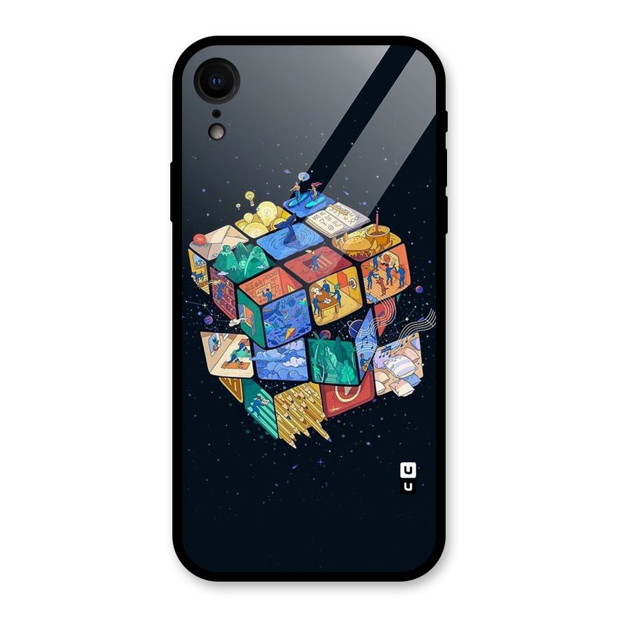 Coloured Rubic Glass Back Case for iPhone XR