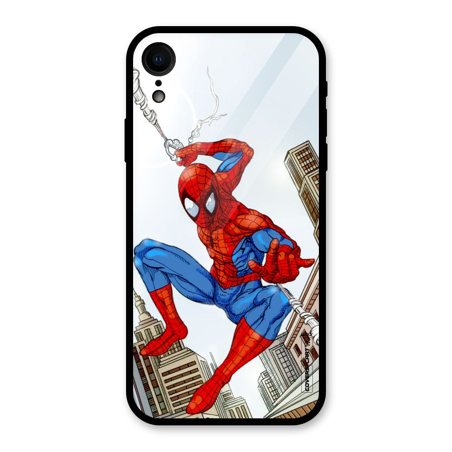 Comic Spider Man Glass Back Case for iPhone XR