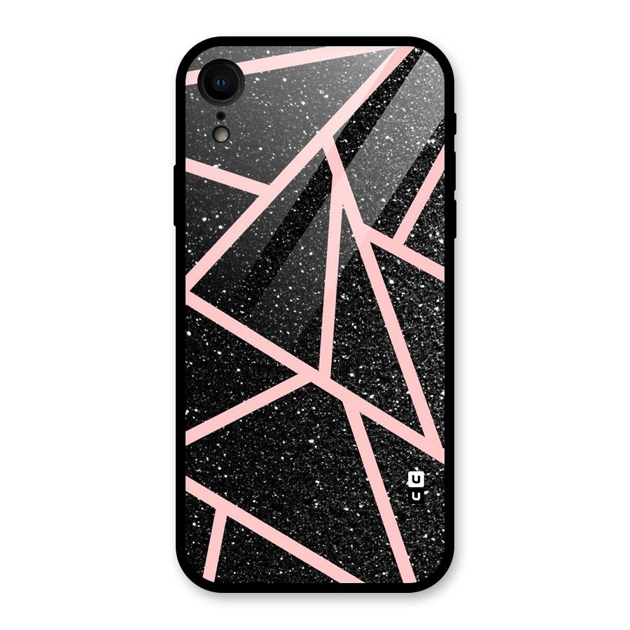 Concrete Black Pink Stripes Glass Back Case for iPhone XR