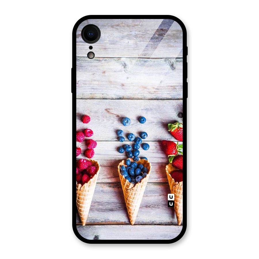 Cone Fruits Design Glass Back Case for iPhone XR