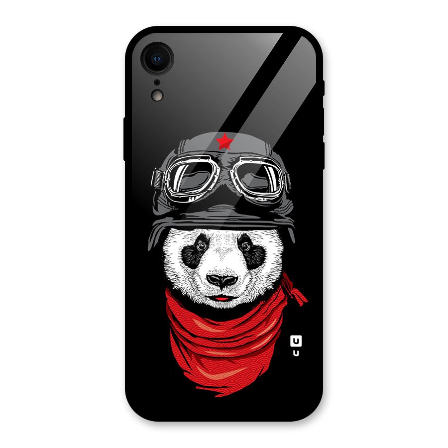 Cool Panda Soldier Art Glass Back Case for iPhone XR
