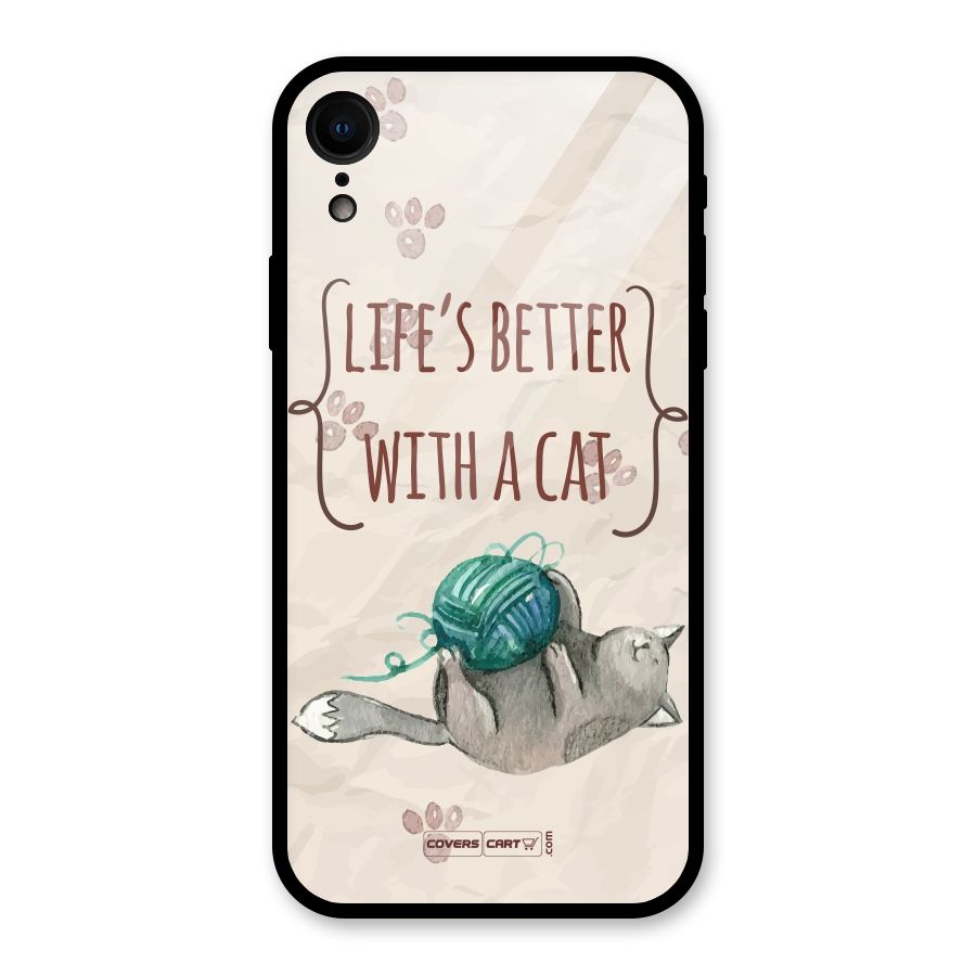 Cute Cat Glass Back Case for iPhone XR