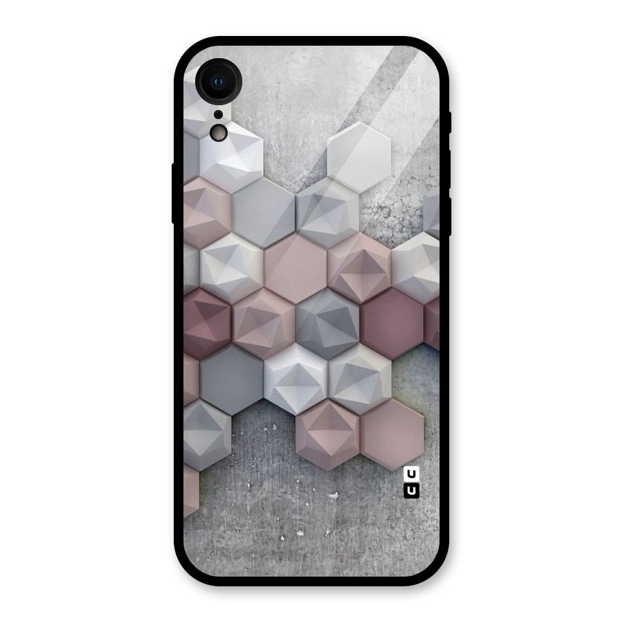Cute Hexagonal Pattern Glass Back Case for iPhone XR