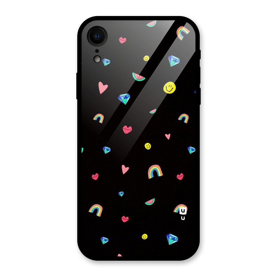 Cute Multicolor Shapes Glass Back Case for iPhone XR