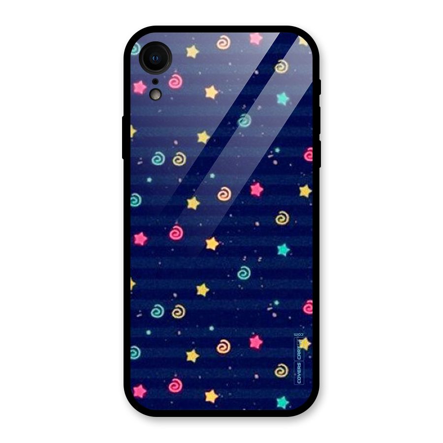 Cute Stars Design Glass Back Case for iPhone XR