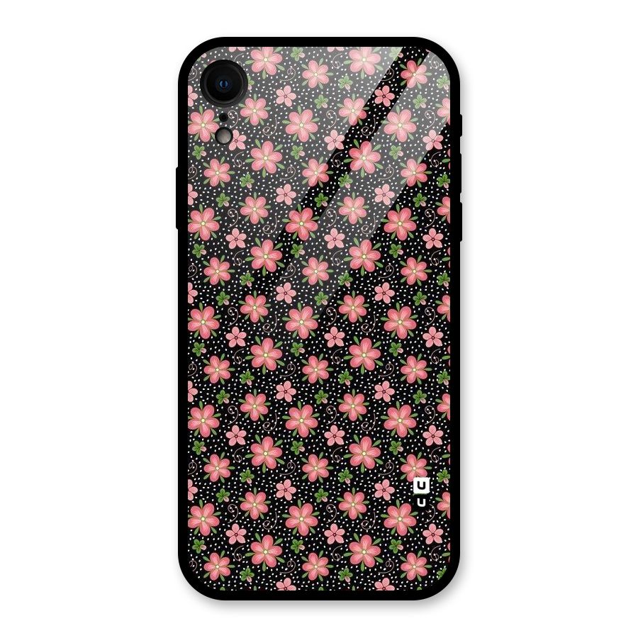 Cute Tiny Flowers Glass Back Case for iPhone XR