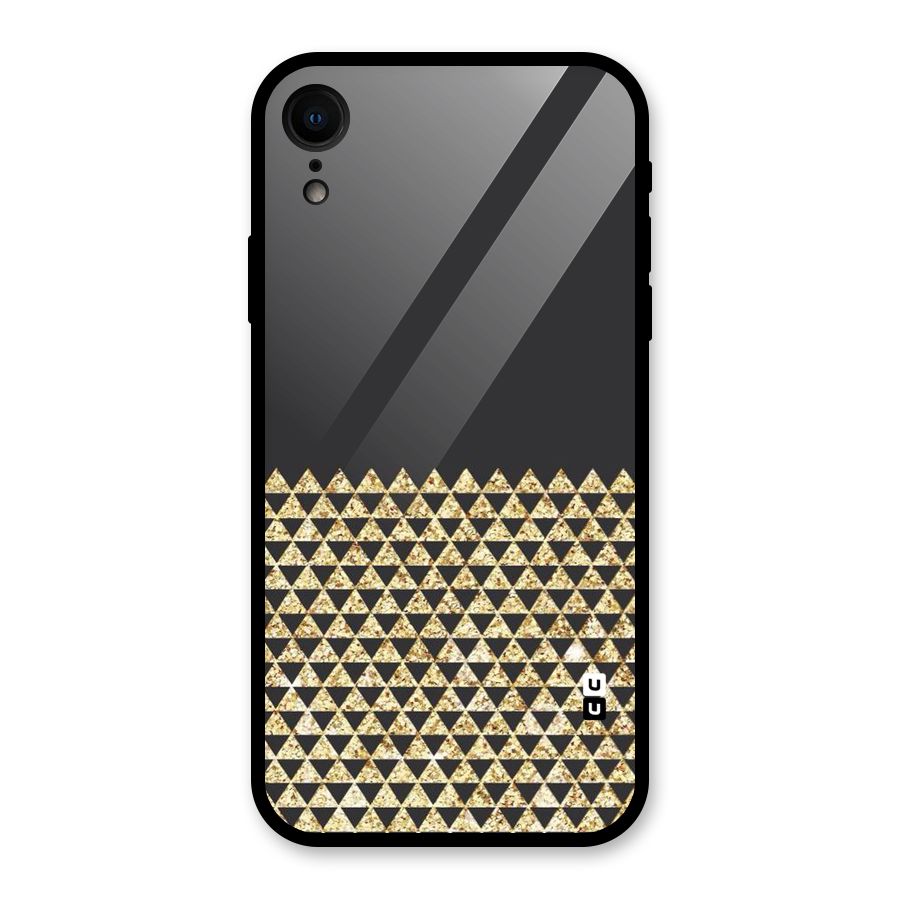 Dark Grey Golden Triangles Glass Back Case for iPhone XR
