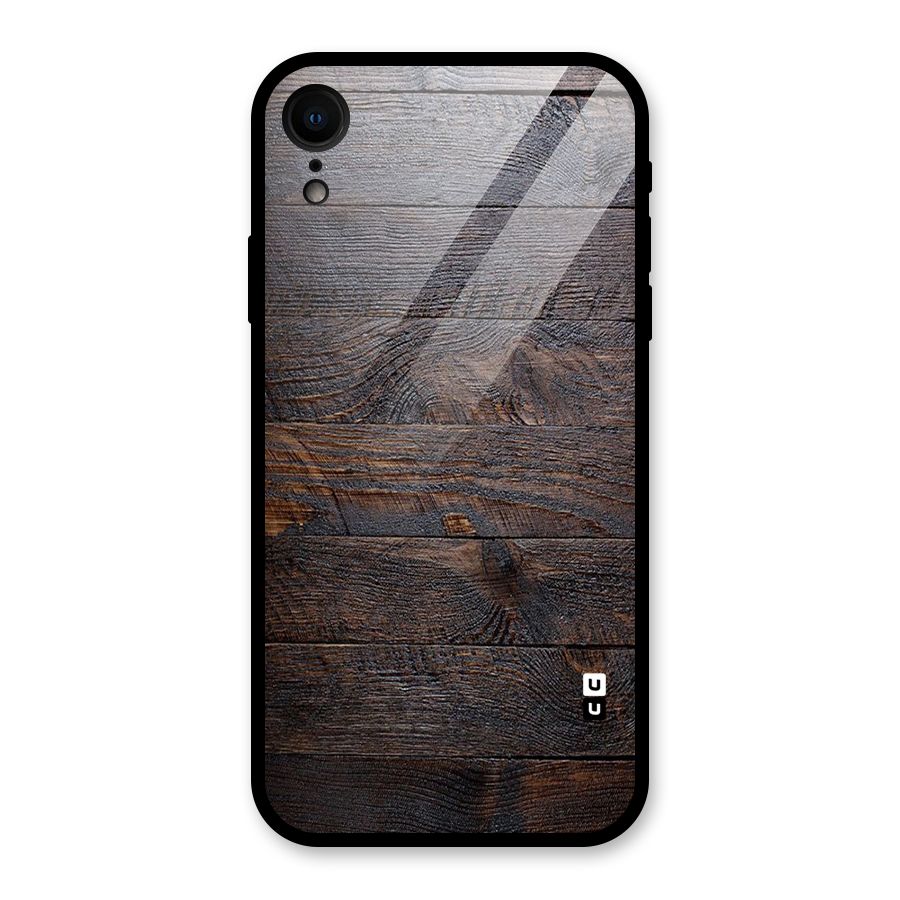 Dark Wood Printed Glass Back Case for iPhone XR