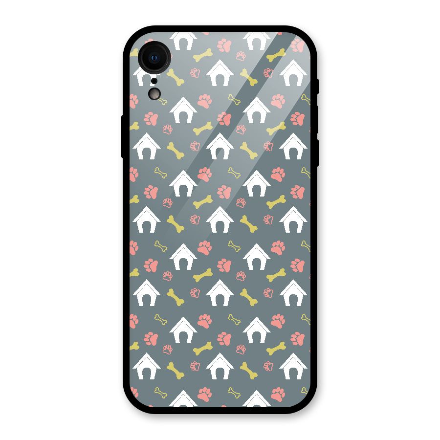 Dog Pattern Glass Back Case for iPhone XR