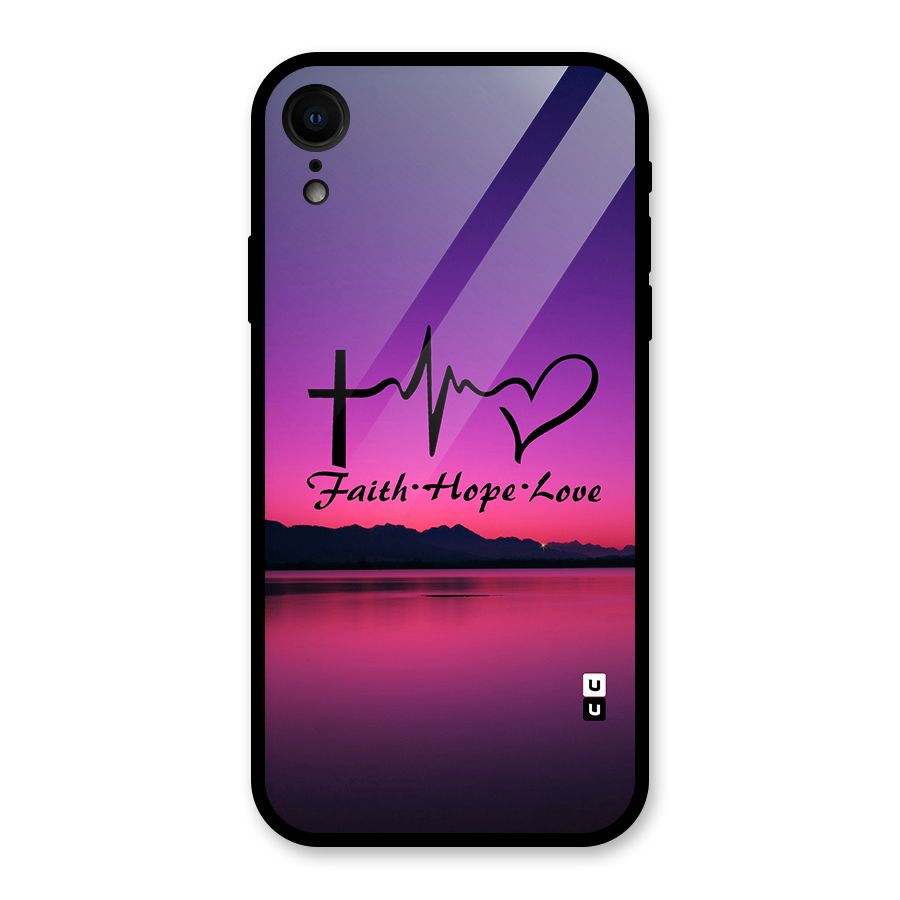 Faith Hope Love Evening Sky Glass Back Case for iPhone XR