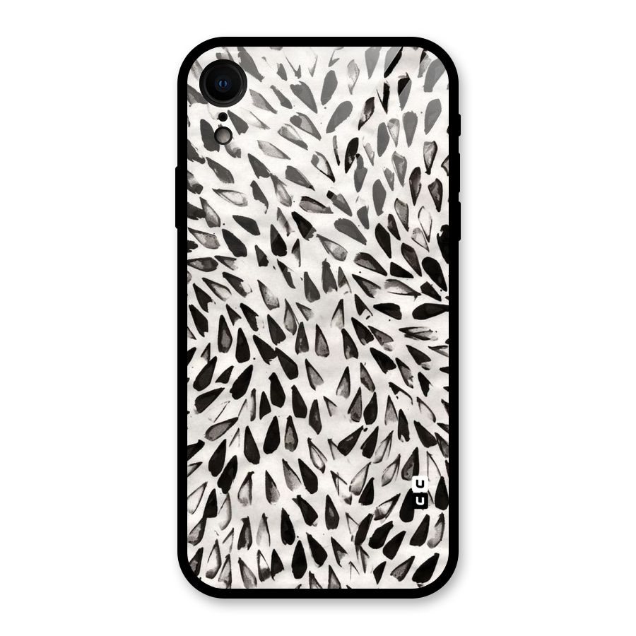 Feather Pattern Colorless Glass Back Case for iPhone XR