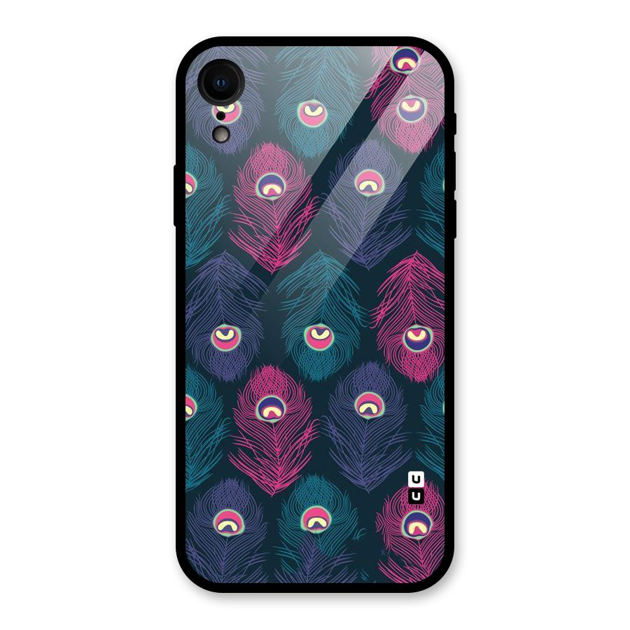 Feathers Patterns Glass Back Case for iPhone XR