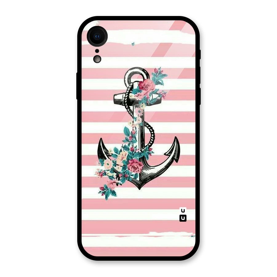 Floral Anchor Glass Back Case for iPhone XR