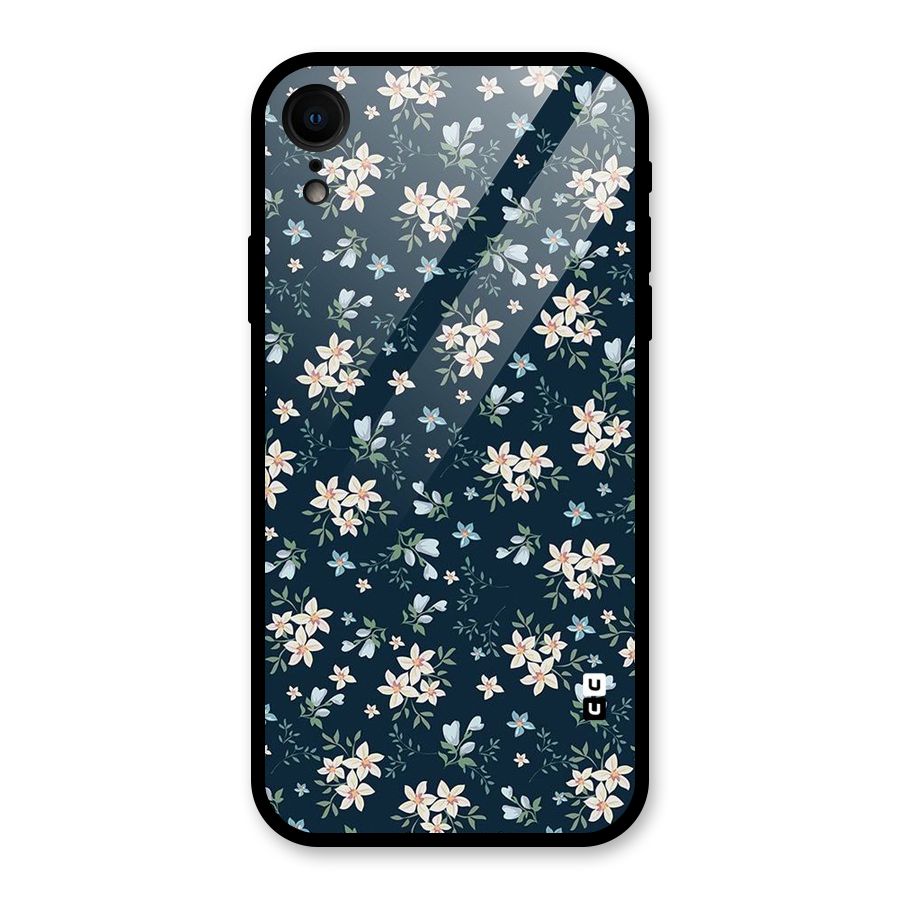 Floral Blue Bloom Glass Back Case for iPhone XR