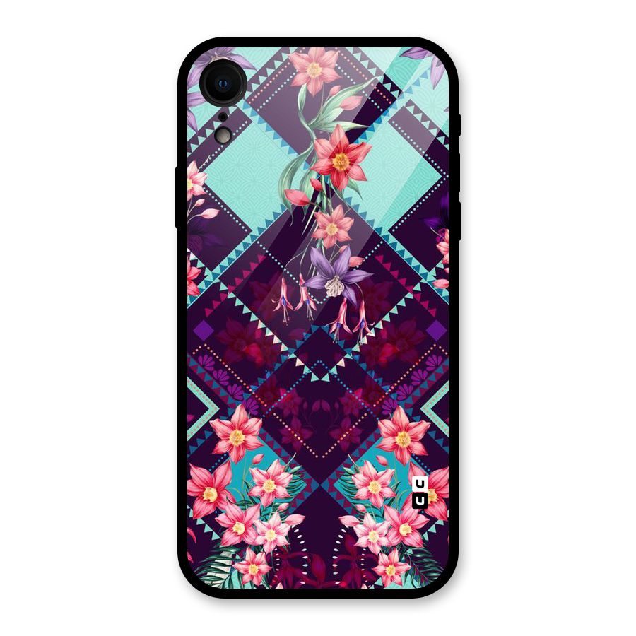 Floral Diamonds Glass Back Case for iPhone XR