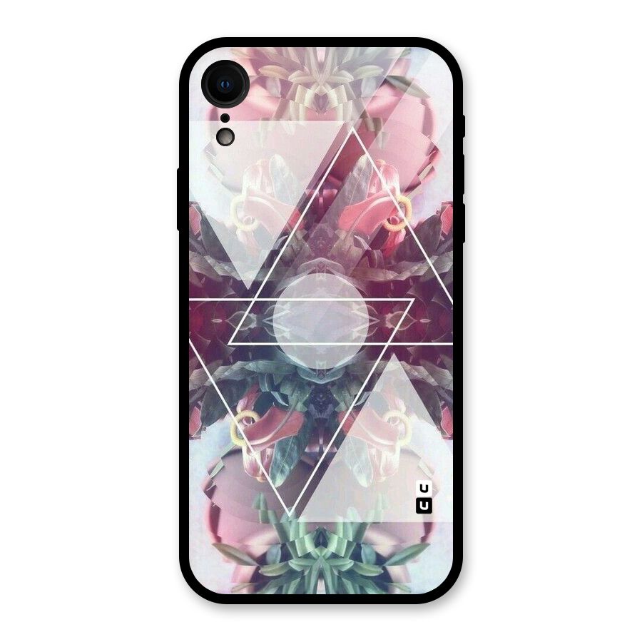 Floral Triangle Glass Back Case for iPhone XR
