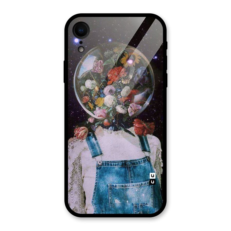 Flower Face Glass Back Case for iPhone XR