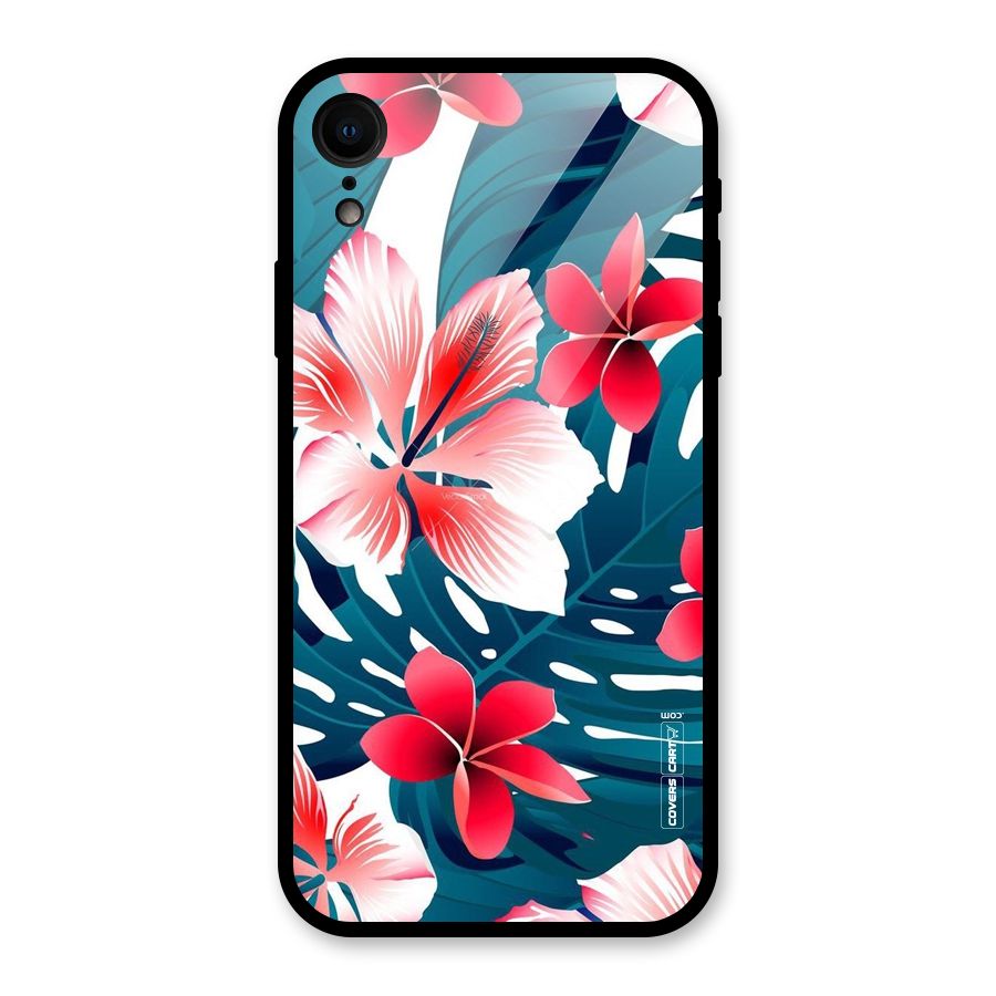 Flower design Glass Back Case for iPhone XR